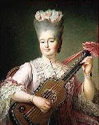 Francois-Hubert Drouais Madame Clotilde playing the guitar oil